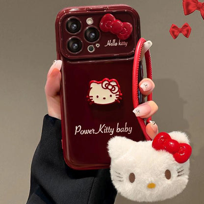 Cute Bow Kitty with Mirror Phone Case For iPhone 17 16 15 14 13 12 Pro Max Plus 11 XR 7 8 6