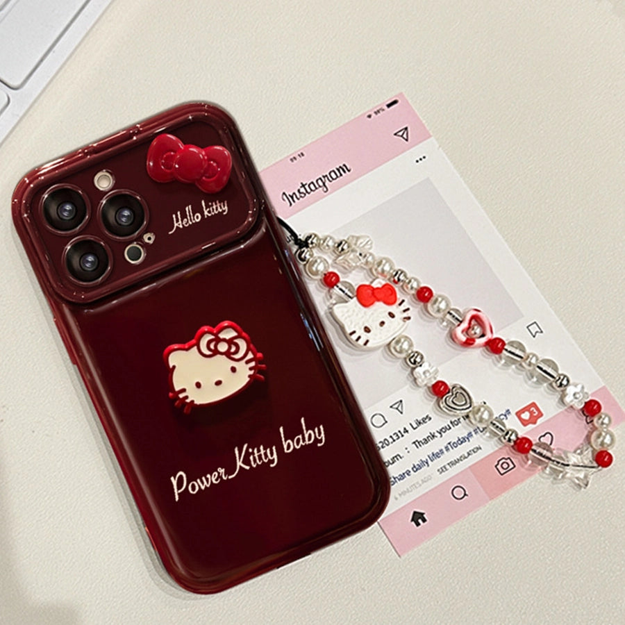 Cute Bow Kitty with Mirror Phone Case For iPhone 17 16 15 14 13 12 Pro Max Plus 11 XR 7 8 6