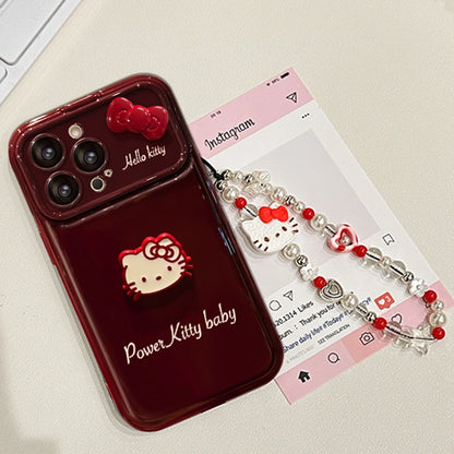 Cute Bow Kitty with Mirror Phone Case For iPhone 17 16 15 14 13 12 Pro Max Plus 11 XR 7 8 6