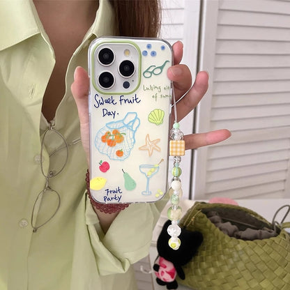 Lanyard Beaded Bracelets Fruit TPU iPhone Case