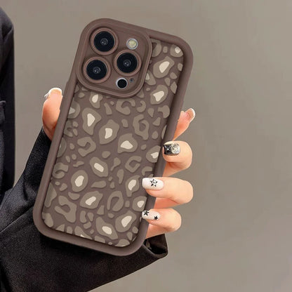 Leopard Print Spotted Frosted Silicone Phone Case for iPhone