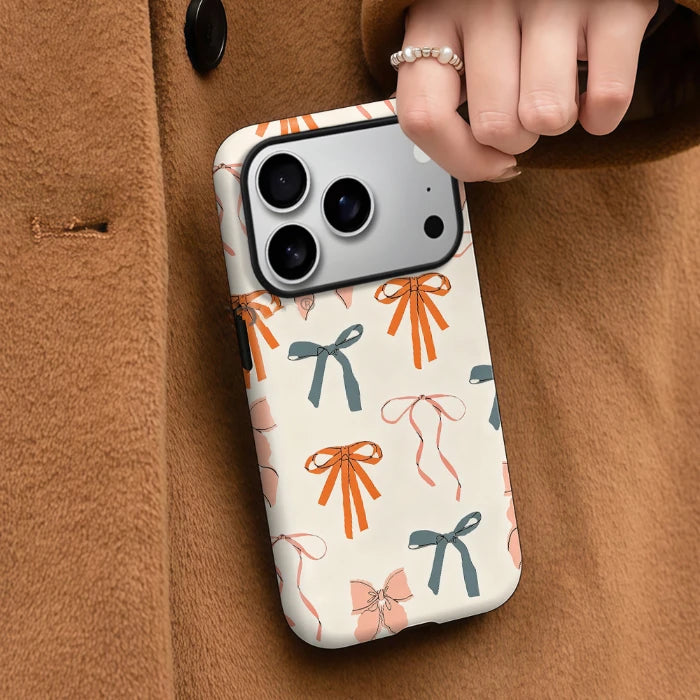 Coque iPhone MagSafe à nœuds roses girly pour Samsung