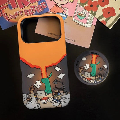 Matte Design Brainstorming iPhone Case Magnetic Phone Grip for MagSafe