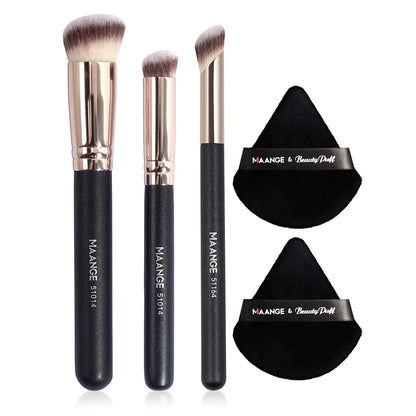 Maange 3Pcs Makeup Brushes 2Pcs Triangle Powder Puff Set Concealer Eye Shadow Makeup Brush Blending Cosmetic Beauty Tools