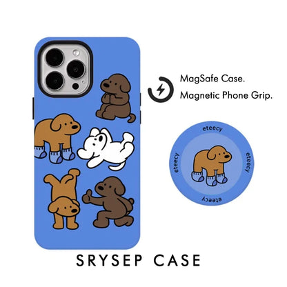 Matte Design Puppy iPhone Case Magnetic Phone Grip for MagSafe