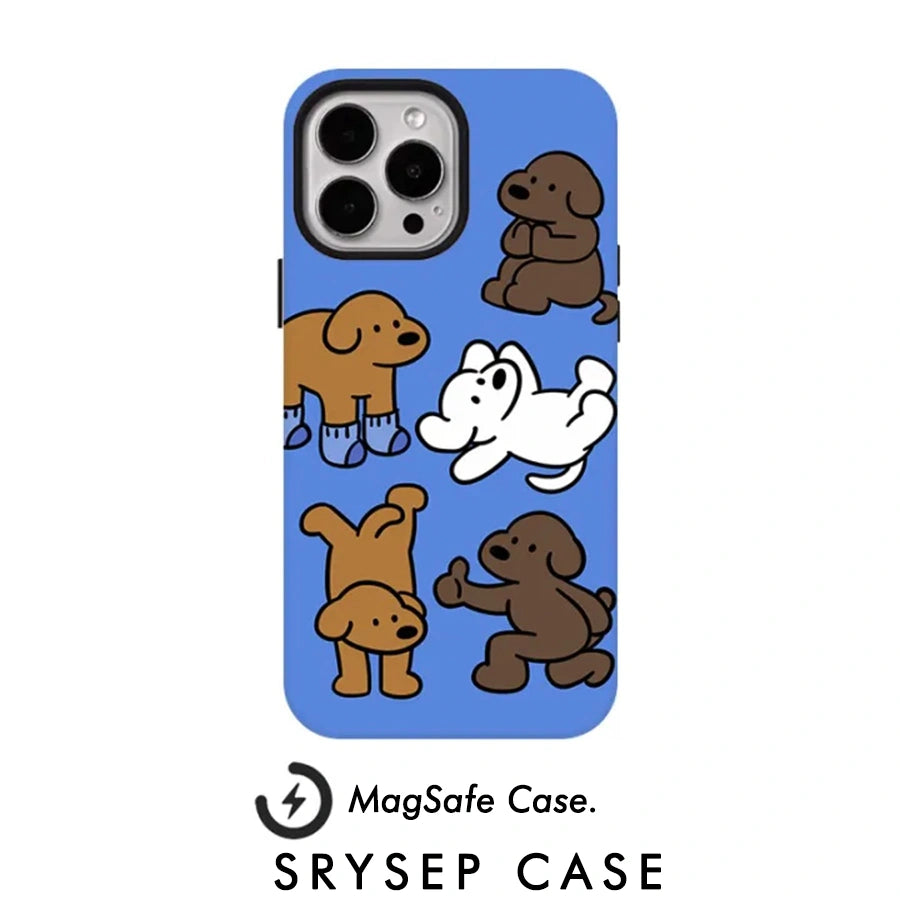 Matte Design Puppy iPhone Case Magnetic Phone Grip for MagSafe