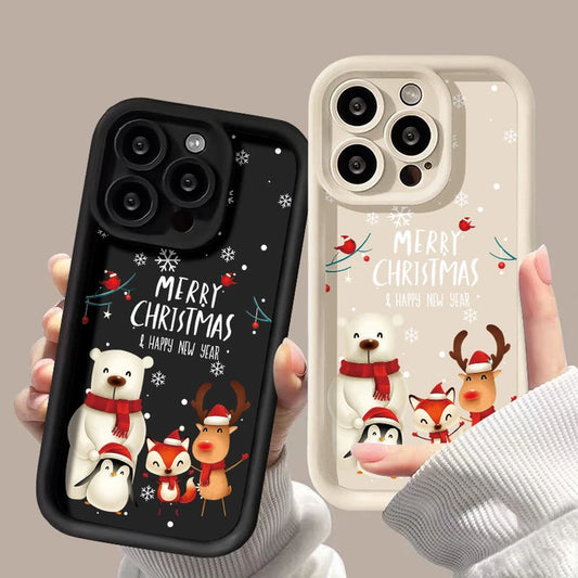 Creative Penguin Polar Bear Elk and Fox Photo Silicone Case for iPhone
