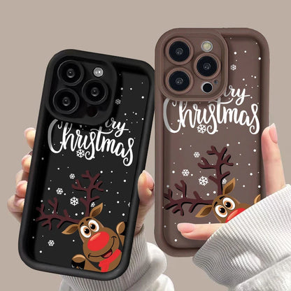 Elk Snowflakes Creative Letter Silicone Case for iPhone
