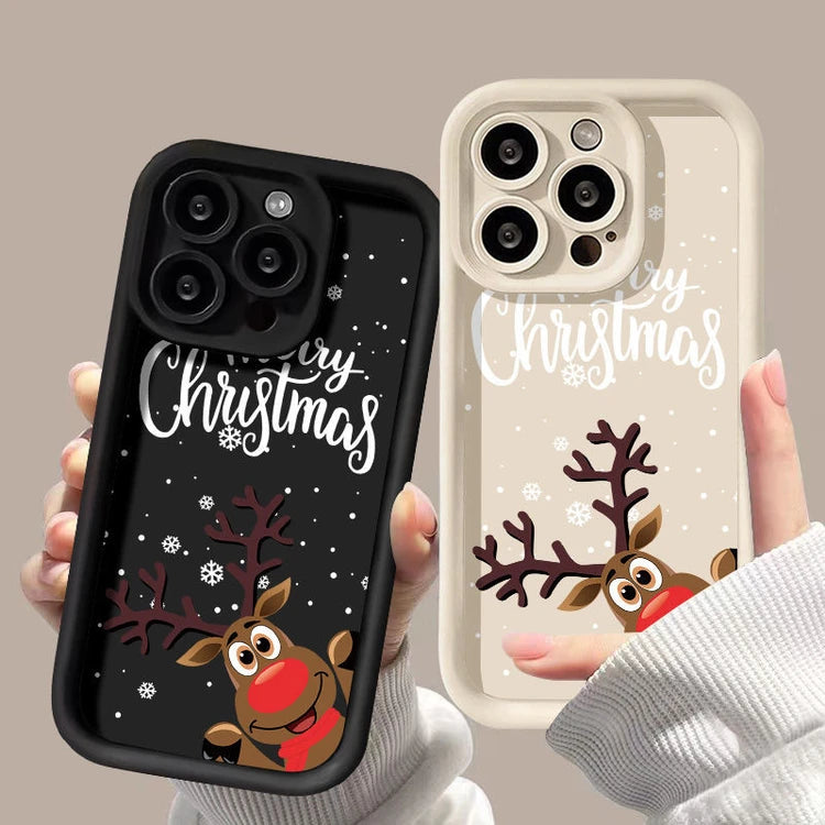 Elk Snowflakes Creative Letter Silicone Case for iPhone