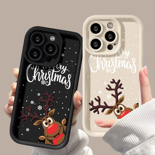 Elk Snowflakes Creative Letter Silicone Case for iPhone