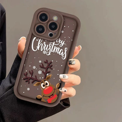 Elk Snowflakes Creative Letter Silicone Case for iPhone