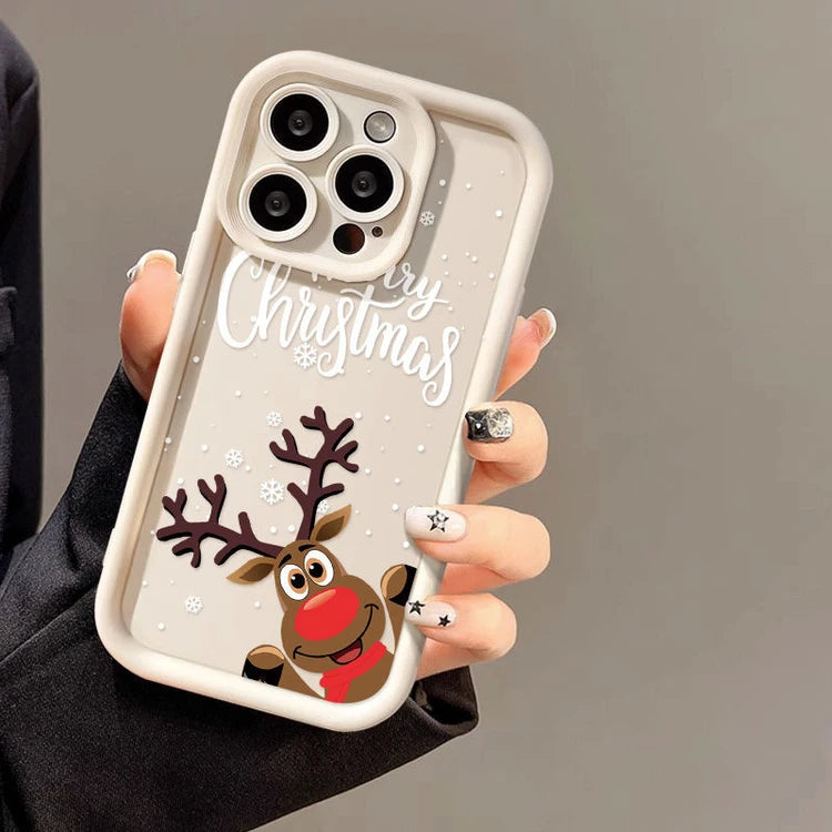 Elk Snowflakes Creative Letter Silicone Case for iPhone