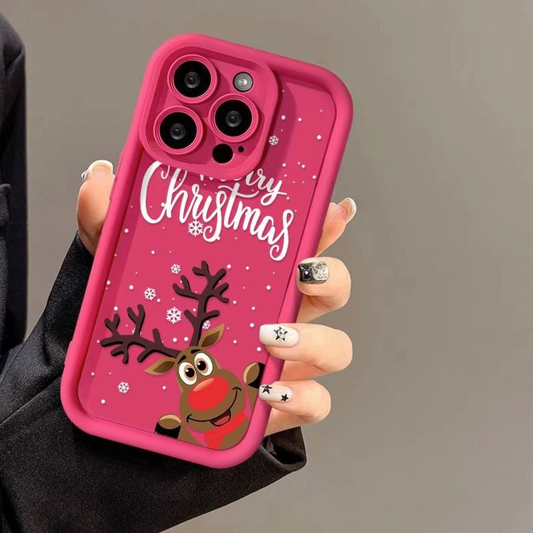 Elk Snowflakes Creative Letter Silicone Case for iPhone