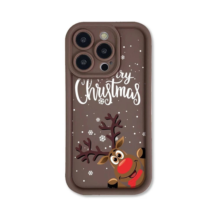 Elk Snowflakes Creative Letter Silicone Case for iPhone