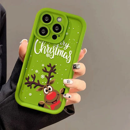 Elk Snowflakes Creative Letter Silicone Case for iPhone