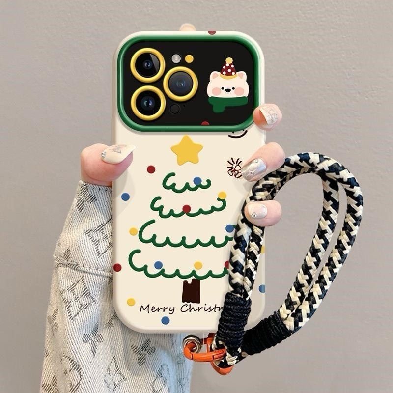 Hand-drawn Tree Lanyard Case for iPhone Series 17 16 15 141 13 12 11 Pro Max 7 8 Plus SE