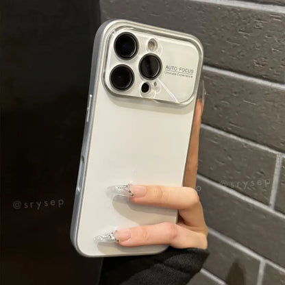 Minimalist Style Glass Phone Case for iPhone Lens Protector Back Cover