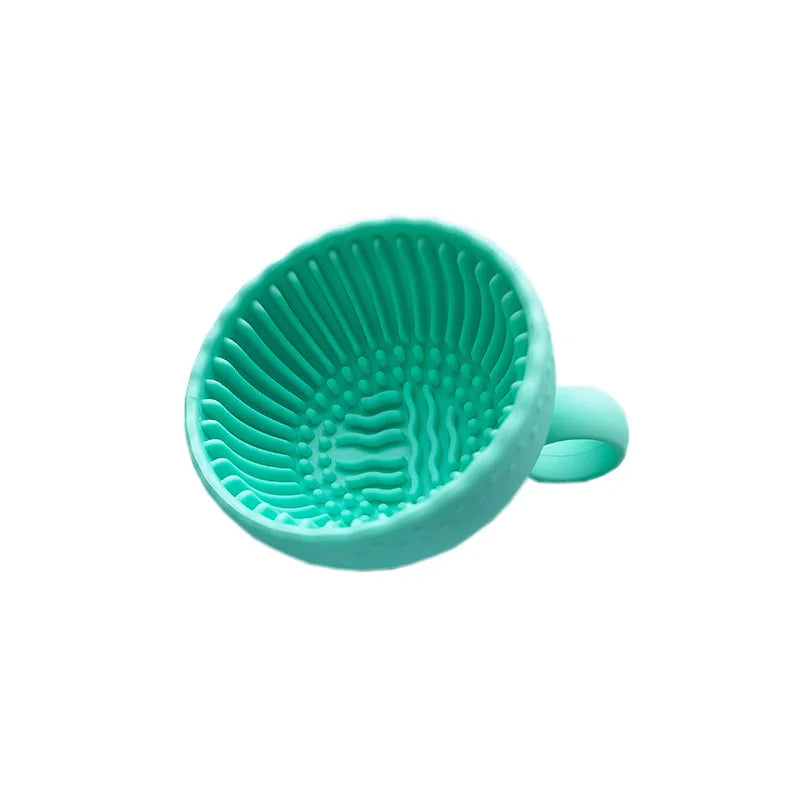 Multi-functional Silicone Makeup Brush Cleaning Bowl Powder Puff Beauty Washing Scrubber Pad with Folding Brush Holder