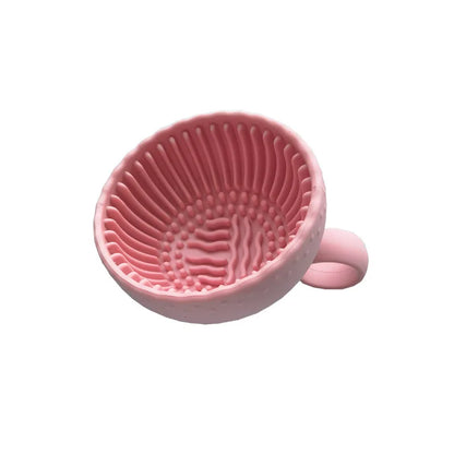 Multi-functional Silicone Makeup Brush Cleaning Bowl Powder Puff Beauty Washing Scrubber Pad with Folding Brush Holder