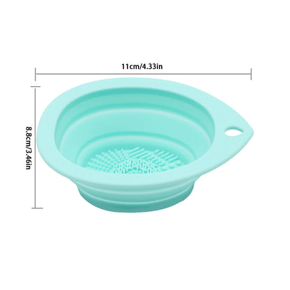 Multi-functional Silicone Makeup Brush Cleaning Bowl Powder Puff Beauty Washing Scrubber Pad with Folding Brush Holder