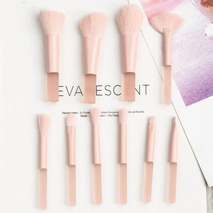 New Mini Makeup Brush Set 10PCS Eyeshadow Loose Powder Brush Travel Portable Soft Hair Makeup Tools