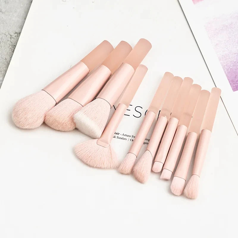 New Mini Makeup Brush Set 10PCS Eyeshadow Loose Powder Brush Travel Portable Soft Hair Makeup Tools