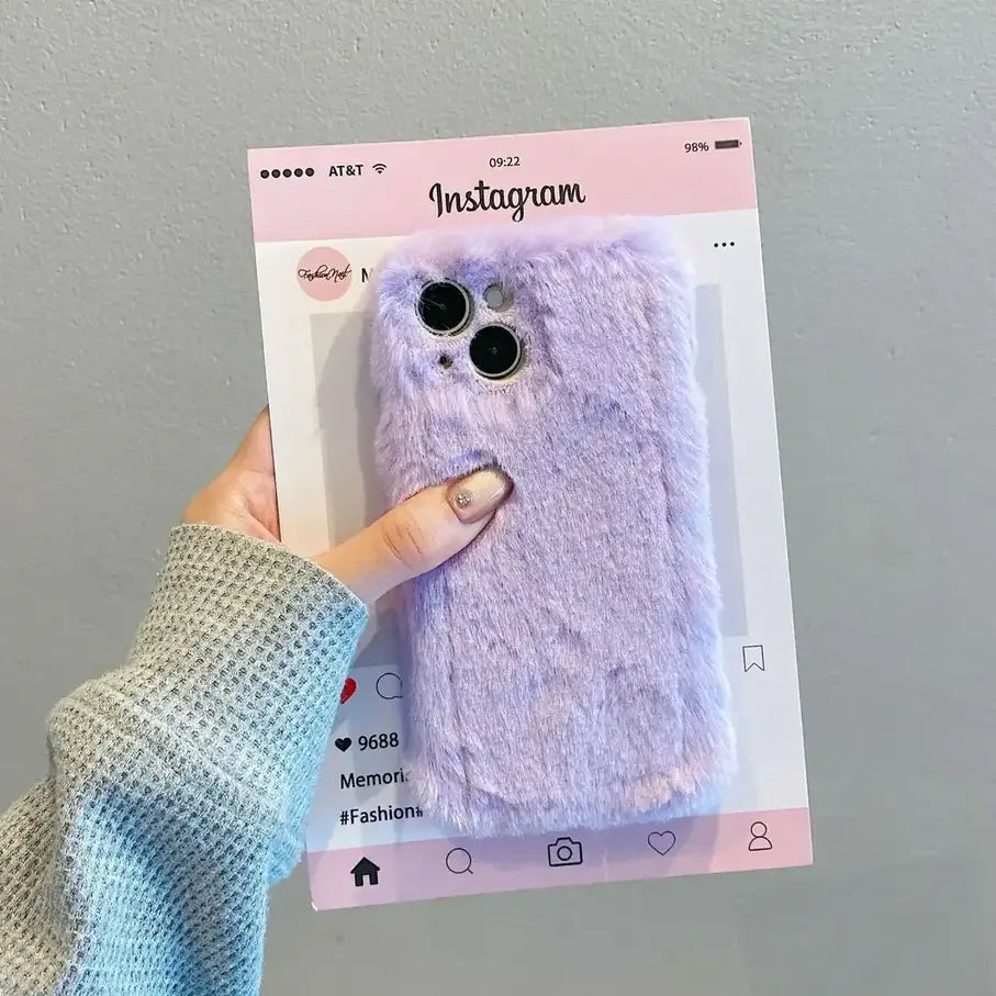 Candy Color Velvet Plush Phone Case for iPhone