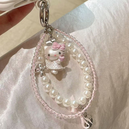 Handmade Kitty Pearls Crystal Beads Charm for All Phone Case Pad Case Bumper