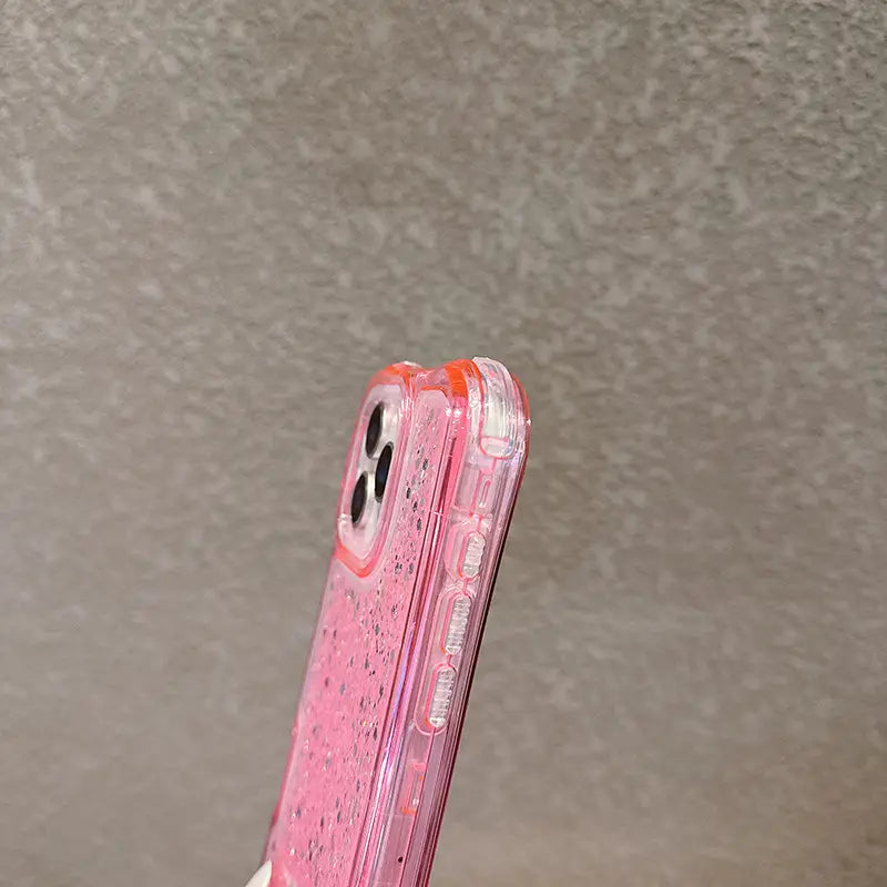 Candy Color Glitter Curvy Waist Phone Case For iPhone Shiny Lanyard Back Cover