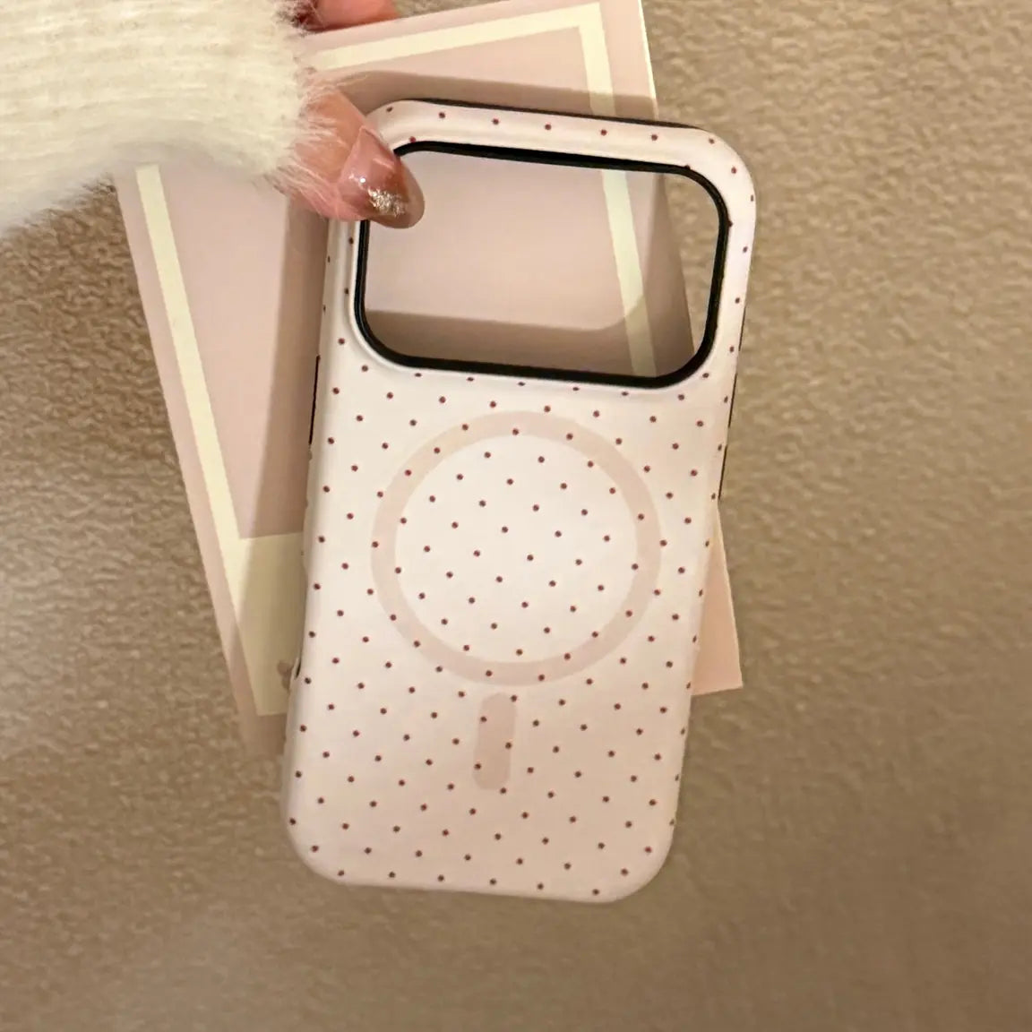 Polka Dot Magsafe Phone Case For iPhone Series 17 16 15 14 13 12 11 with Bowknot Grip