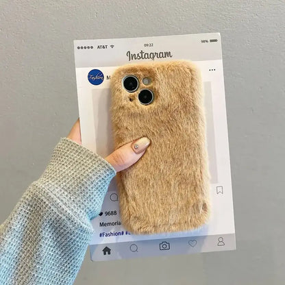 Candy Color Velvet Plush Phone Case for iPhone