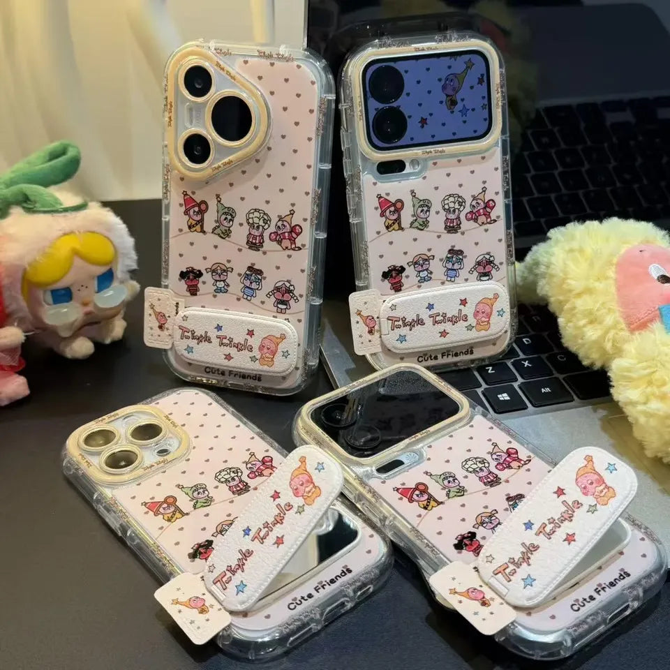 Cute Twinkle Mirror Kickstand Phone Case For iPhone 17 16 15 14 13 Pro Max Plus