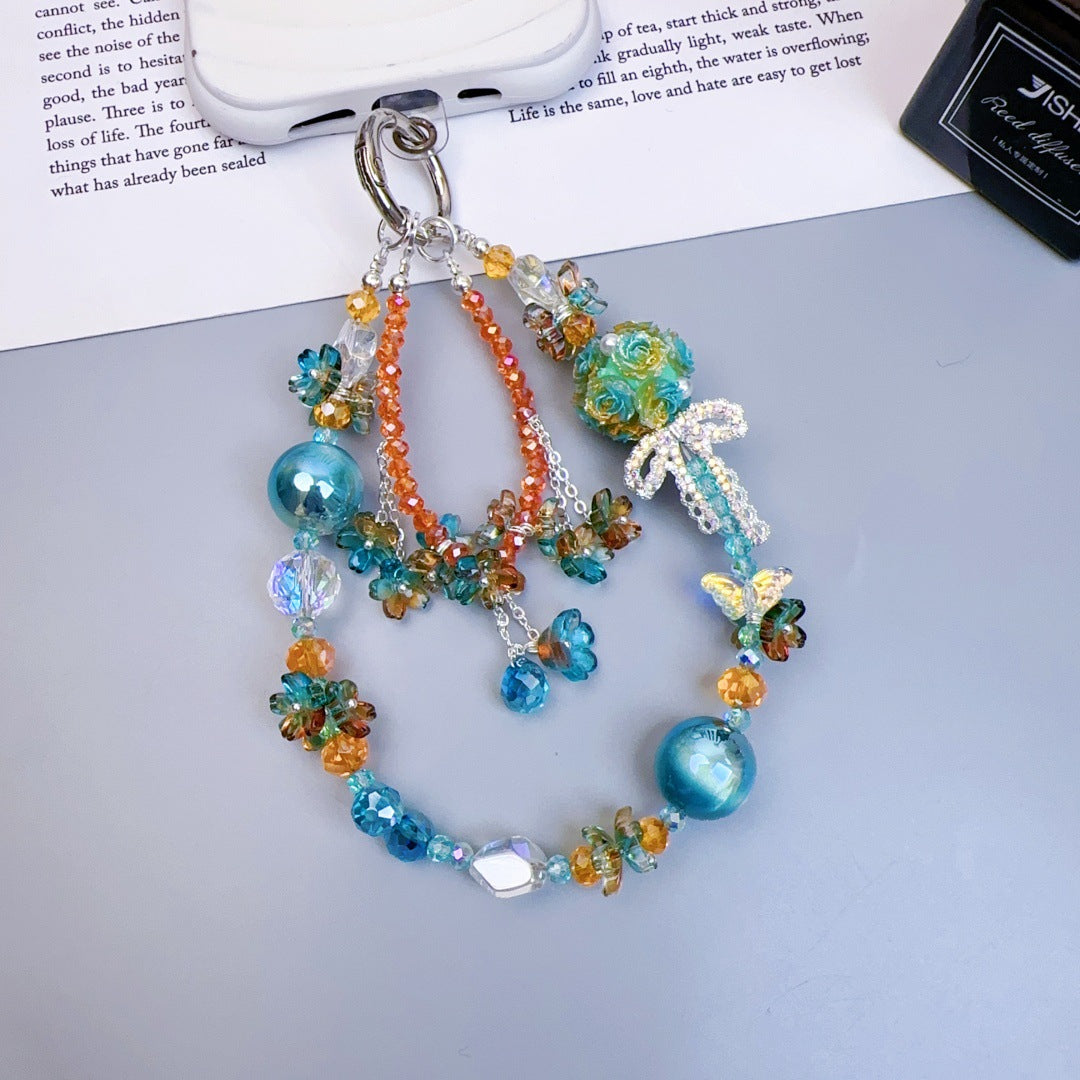 Handmade DIY Flower Cluster Crystal Chain Charm for All Phone Case Pad Case Bumper Bracelet