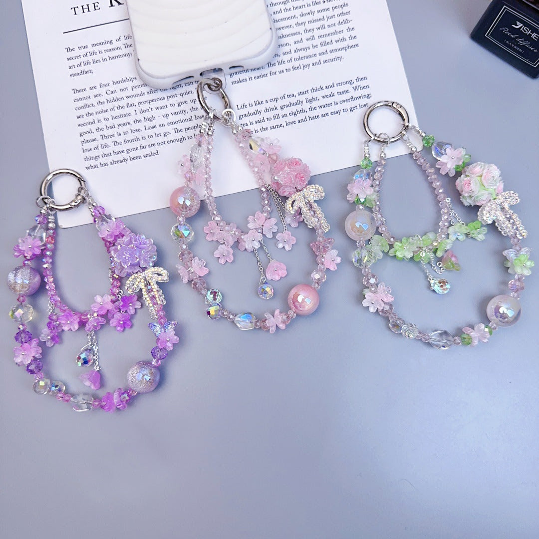 Handmade DIY Flower Cluster Crystal Chain Charm for All Phone Case Pad Case Bumper Bracelet