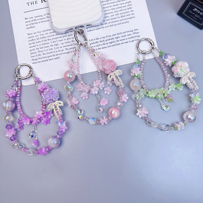 Handmade DIY Flower Cluster Crystal Chain Charm for All Phone Case Pad Case Bumper Bracelet