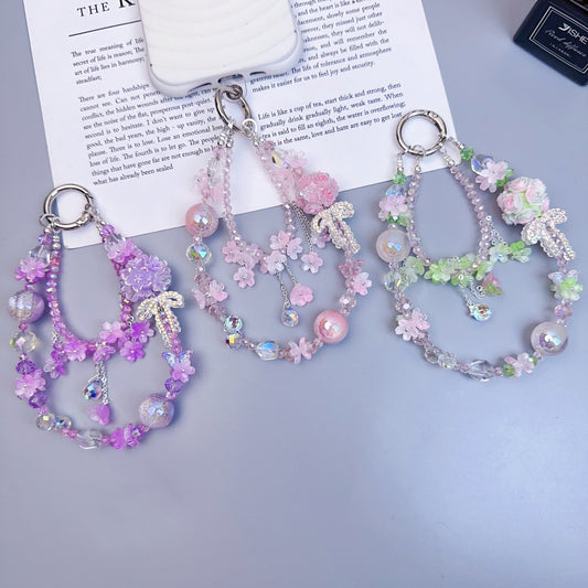 Handmade DIY Flower Cluster Crystal Chain Charm for All Phone Case Pad Case Bumper Bracelet