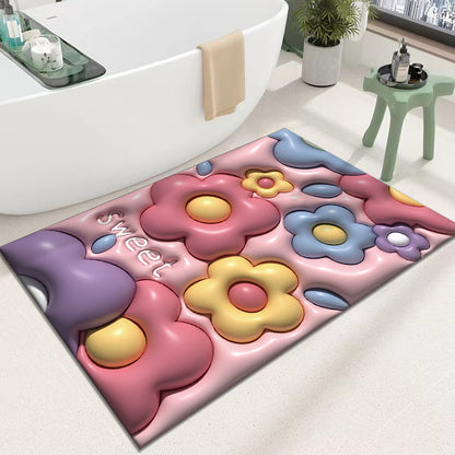 Diatomaceous Earth Quick Dry Floor Mat - Non-Slip Foamed Printed Mat for Home