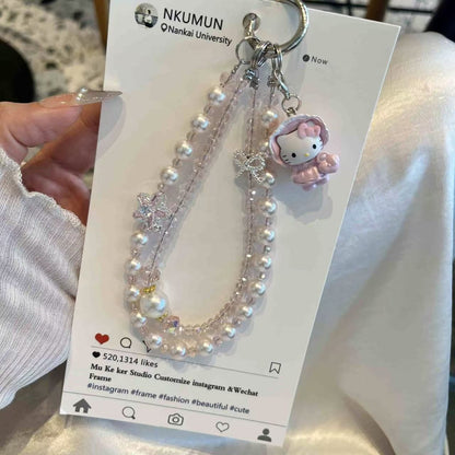 Handmade Kitty Pearls Crystal Beads Charm for All Phone Case Pad Case Bumper