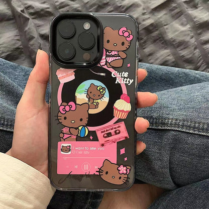 Cute Kitty Black Pink iPhone Case Back Cover