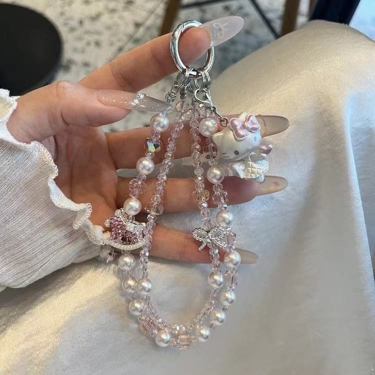 Handmade Kitty Pearls Crystal Beads Charm for All Phone Case Pad Case Bumper