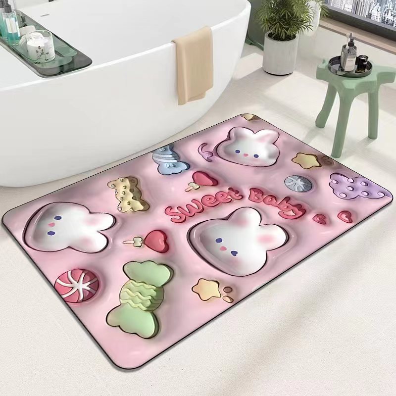 Diatomaceous Earth Quick Dry Floor Mat - Non-Slip Foamed Printed Mat for Home