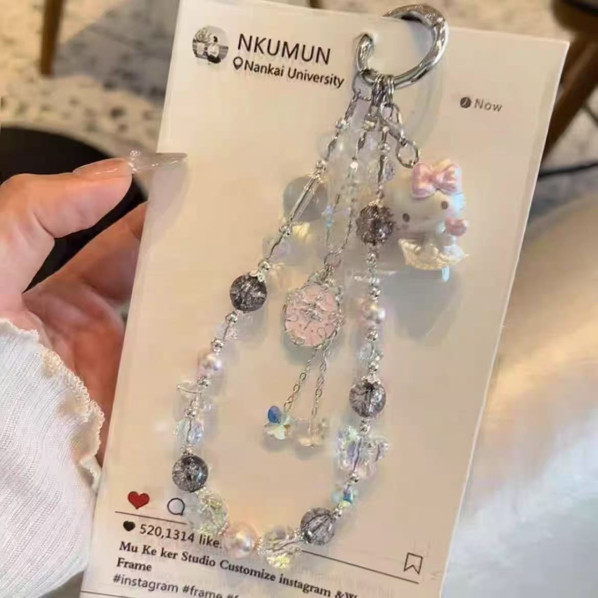 Handmade Kitty Pearls Crystal Beads Charm for All Phone Case Pad Case Bumper