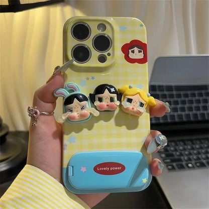 Cartoon CryBaby Mirror Kickstand Phone Case for iPhone