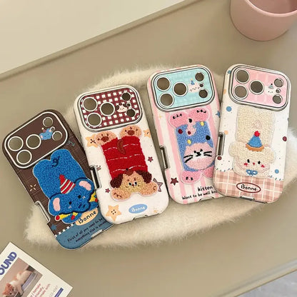 Cute Plush Kitty Puppy Phone Case for iPhone