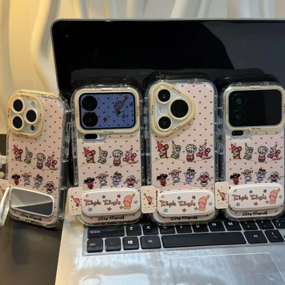 Cute Twinkle Mirror Kickstand Phone Case For iPhone 17 16 15 14 13 Pro Max Plus