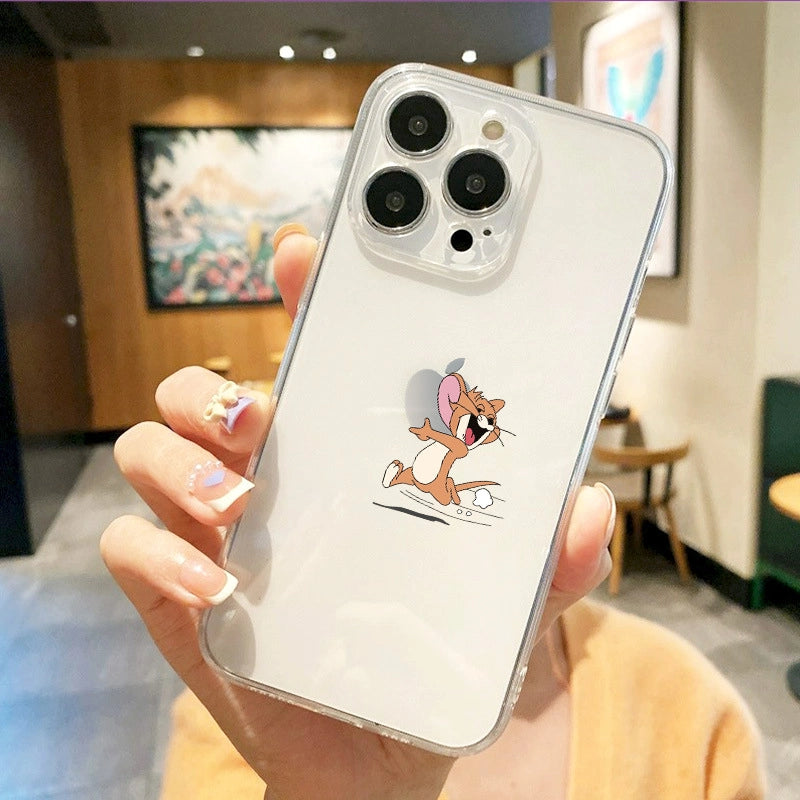 Cartoon Cat Cute Mouse Running Phone Case for iPhone 17 16 15 14 13 12 11 Pro Max Plus SE 7 8