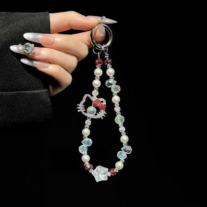 Handmade Kitty Pearls Crystal Beads Charm for All Phone Case Pad Case Bumper