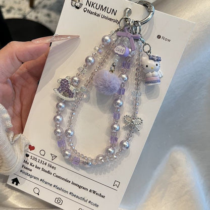 Handmade Kitty Pearls Crystal Beads Charm for All Phone Case Pad Case Bumper