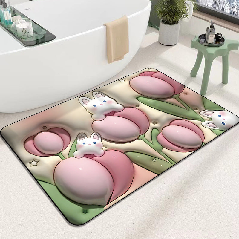 Diatomaceous Earth Quick Dry Floor Mat - Non-Slip Foamed Printed Mat for Home