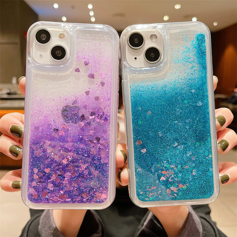 Liquid Quicksand Glitter Heart for iPhone All Models 17 16 15 14 13 12 11 Pro Max Plus